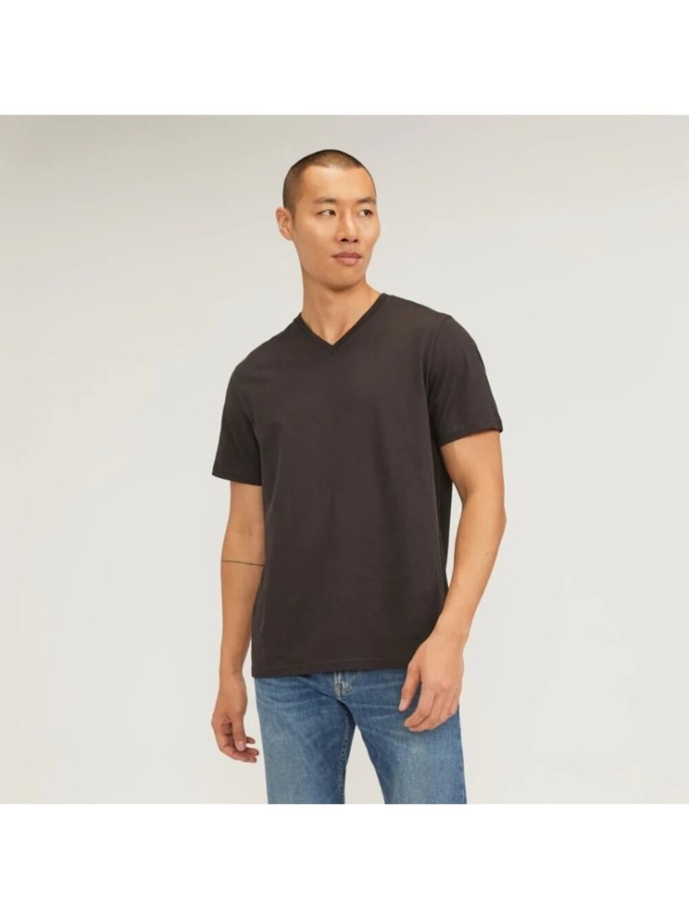 Everlane Essential Organic V-Neck Tee 2.0 in Vintage Black Large Mens